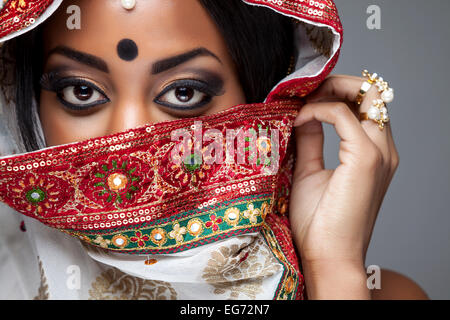 Esotica cucina indiana sposa vestito per cerimonia di nozze Foto Stock