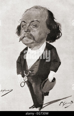 Gustave Flaubert, 1821 - 1880. Lo scrittore francese. Dopo un acquerello di Eugene Giraud. Foto Stock