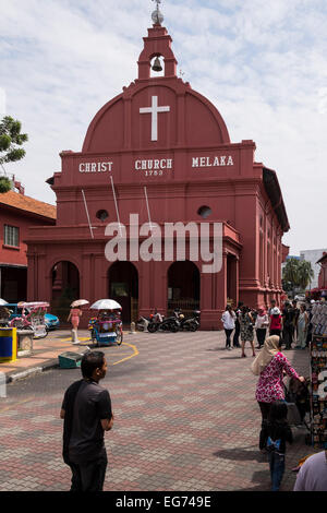 Il dipinto di rosso la chiesa di Cristo in Malacca, Malesia. Foto Stock