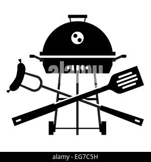 Semplice silhouette. Barbecue su uno sfondo bianco. illustrazione vettoriale Foto Stock