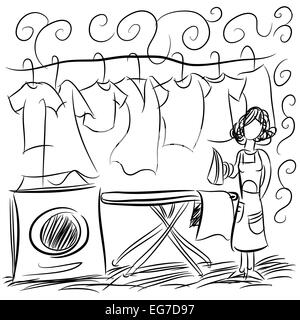 Una immagine di un servizio di lavanderia Servizio di disegno. Foto Stock