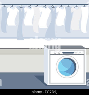 Una immagine di una sala lavanderia. Foto Stock