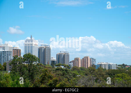 Vista di Bondi junction un sobborgo di Sydney, shot presi in bellevue, sydney, Australia Foto Stock