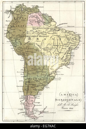 Mappa di Sud America, 1842. Foto Stock