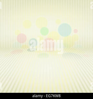 Showroom con carta da parati a strisce su pareti sia su un piano e con cerchi multicolori Foto Stock