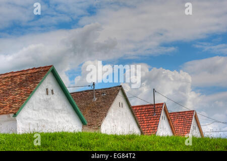 Vecchi tetti con tegole in un villaggio Foto Stock