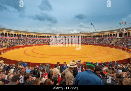 Siviglia, Spagna - aprile, 28: Corrida a Maestranza bullring in aprile, 28, 2012 a Siviglia, Spagna Foto Stock