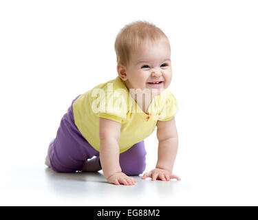 Happy baby ridotta isolato su bianco Foto Stock