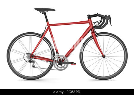 Rosso sport bicicletta isolati su sfondo bianco Foto Stock