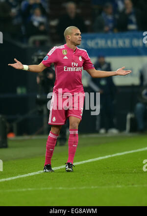 Gelsenkirchen (Germania). 18 Febbraio, 2015. Madrid il pepe in azione durante la Champions League Round di 16 partita FC Schalke 04 vs Real Madrid a Gelsenkirchen (Germania), 18 febbraio 2015. Foto: Federico Gambarini/dpa/Alamy Live News Foto Stock