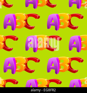 Infantili doodle ABC seamless pattern, design piatto. Foto Stock