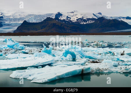 Jokulsarlon lago glaciale. Vatnajokull National Park. L'Islanda, Europa Foto Stock