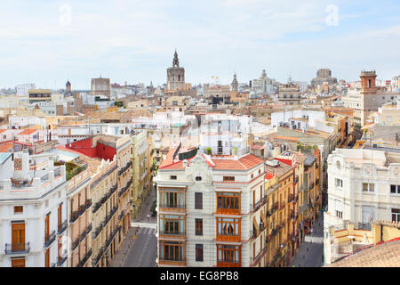 Vista panoramica del centro storico di Valencia, Spagna Foto Stock