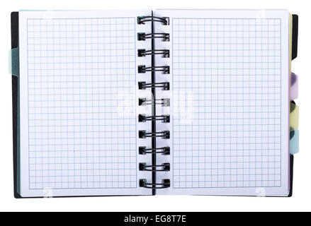 Aprire il blocco note foglio di carta bianco Foto Stock
