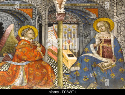 Il Annuntiation, bella freco a San Blas cappella nella cattedrale di Toledo. Castilla-La Mancha Spagna. Foto Stock