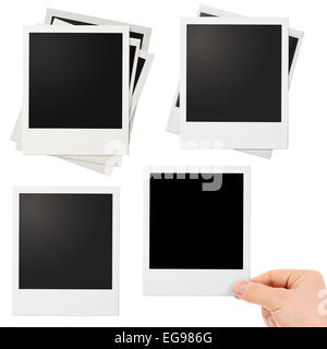 Varie foto polaroid fotogrammi impostati isolato Foto Stock