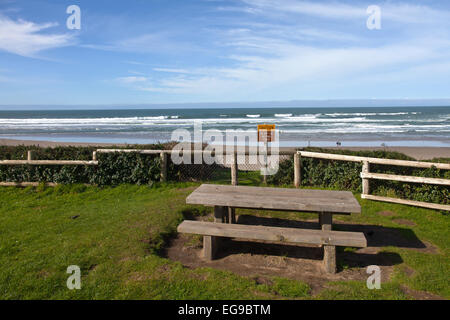 Vista oceano da un parco in Lincoln City Oregon. Foto Stock