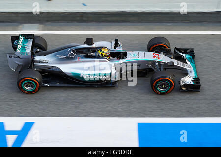Montmelo, Spagna. 19 Feb, 2015. Pascal Wehrlein (Mercedes), durante il giorno uno di Formula Uno dei test invernali al Circuit de Catalunya di Barcellona) il 19 febbraio 2015 a Montmelò, Spagna. Foto: S.Lau Credito: dpa/Alamy Live News Foto Stock