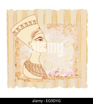 Carta vecchia con la regina egiziana cleopatra Illustrazione Vettoriale