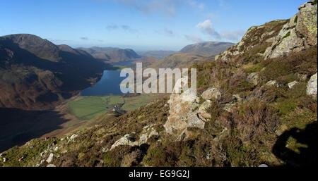 Buttermere da Fleetwith Pike alto stile Ridge Buttermere Mellbreak e Loweswater Foto Stock