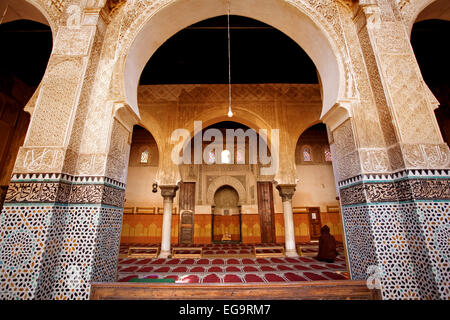 Madrasah Bou Iniania Fez Fes el Bali Marocco oratorio de la medersa bou iniania fez Fes el Bali marruecos Foto Stock