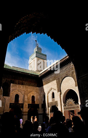 Madrasah Bou Iniania Fez Fes el Bali Marocco oratorio de la medersa bou iniania fez Fes el Bali marruecos Foto Stock