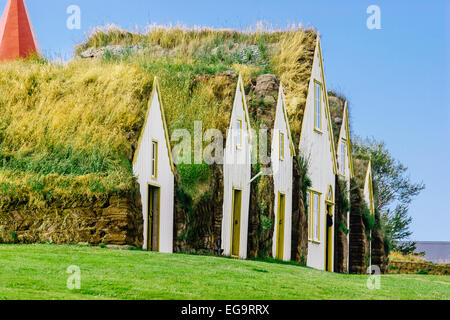 Turf case a Glaumbaer folk museum, Islanda. Foto Stock