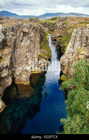 Thingvellir, rift geografica tra Europa e America del Nord, Islanda Foto Stock