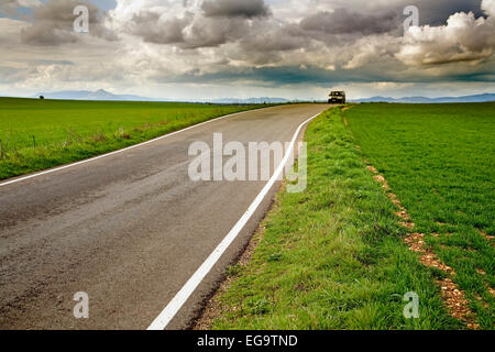 Strada Parque Nacional Tablas Daimiel Castilla La Mancha Spagna carretera en el entorno del Parque Nacional de las Tablas Foto Stock