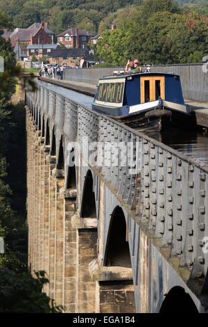 Acquedotto Pontcysyllte (costruito dal 1795 al 1805) e l'Ellesmere Canal, Llangollen, Denbighshire, Wales, Regno Unito, Europa Foto Stock