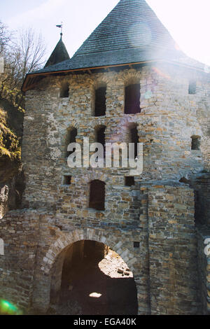 Torre del castello medievale vecchia Foto Stock