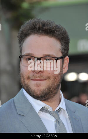 LOS ANGELES, CA - Aprile 28, 2014: Seth Rogen alla premiere mondiale del suo film "vicini" al Regency Village Theatre, Westwood. Foto Stock