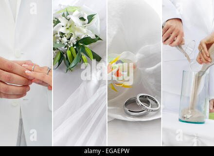 Wedding Collage a tema composto da diverse immagini Foto Stock