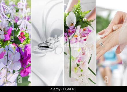 Wedding Collage a tema composto da diverse immagini Foto Stock