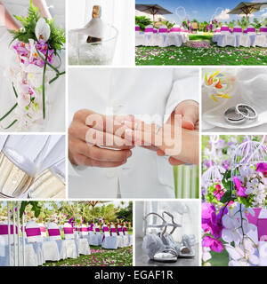 Wedding Collage a tema composto da diverse immagini Foto Stock