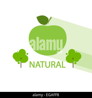 Verde mela albero organico naturale icona vettore piatta Foto Stock