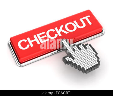 Facendo clic su un pulsante di checkout Foto Stock