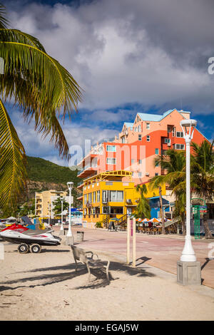 Negozi e ristoranti a Philipsburg, Saint Martin, Sint Maarten, dei Caraibi. Foto Stock