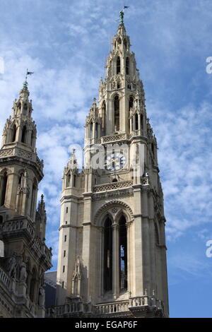 La torre principale del Municipio di Vienna edificio. Austria Foto Stock