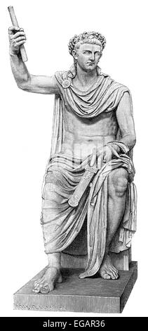 Tiberio o Tiberius Caesar Divi Augusti Filius Augustus; nato Tiberio Claudio Nerone, 42 BC - 37 AD, imperatore romano Foto Stock