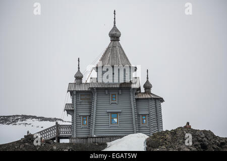 Chiesa della Trinità, sull'isola King George vicino russo stazione Bellingshausen, Antartide Foto Stock