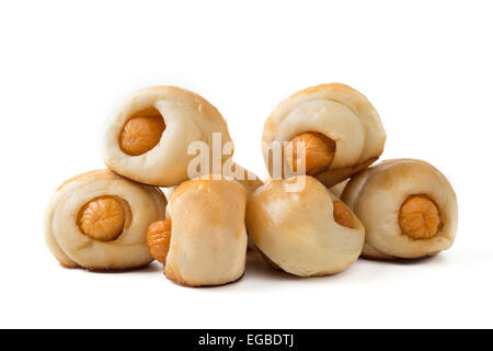 Mini hot dogs avvolto in pane Foto Stock