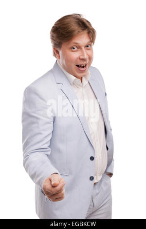 Happy business man guardando la fotocamera Foto Stock