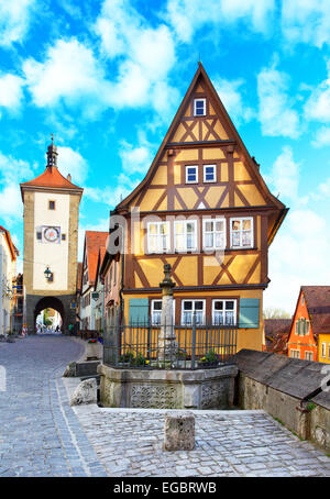 Old Street a Rothenburg ob der Tauber, Baviera, Germania Foto Stock