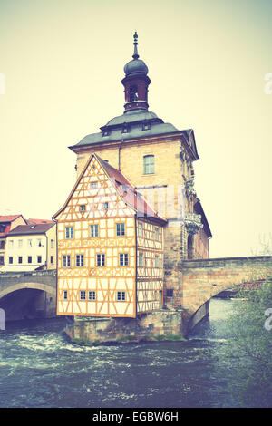 Town Hall a Bamberg in Germania. In stile retrò filtred Foto Stock