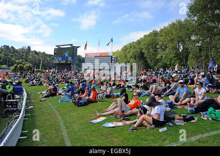 Dunedin, Nuova Zelanda. Il 22 febbraio, 2015. Vista generale durante la ICC Cricket World Cup match tra Afghanistan e Sri Lanka presso l' università di forma ovale a Dunedin, Nuova Zelanda. Credito: Azione Sport Plus/Alamy Live News Foto Stock