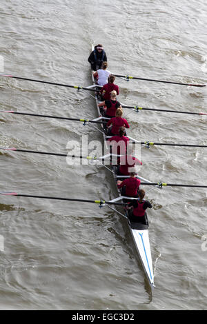 Putney, Londra, Regno Unito. Il 22 febbraio, 2015. I rematori provenienti da diversi club pratica sul Fiume Tamigi a Putney Credito: amer ghazzal/Alamy Live News Foto Stock