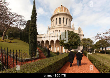 Tempio Bahai e giardini di Haifa, Israele Foto Stock