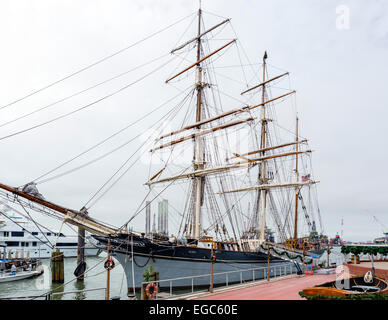 La storica tall ship Elissa al Texas Seaport Museum, Strand Landmark distretto storico, a Galveston, Texas, Stati Uniti d'America Foto Stock