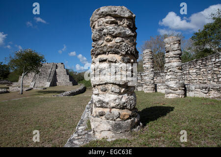 Rovine Maya a Mayapan, Yucatan, Messico Foto Stock